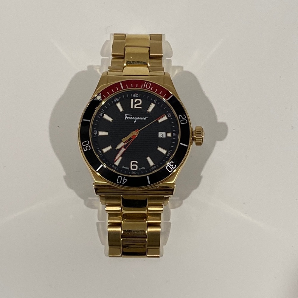 Salvatore Ferragamo 1898 Gold Black and Red Watch